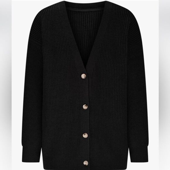 Rae mode Womens Oversized Cardigan Sweaters Casual button down size L black NWT - Picture 7 of 10